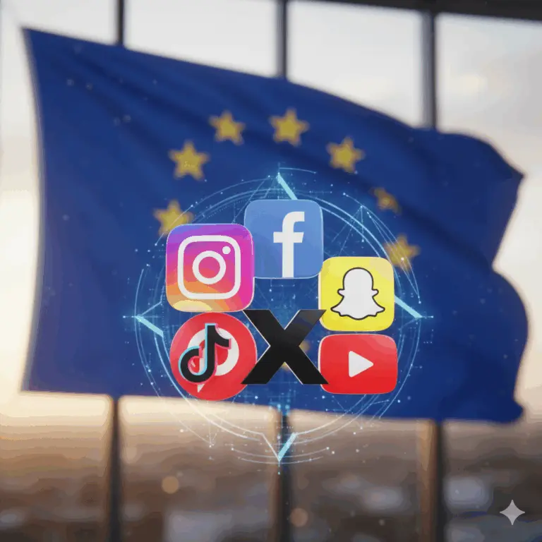 Social media ikony na tle flagi UE